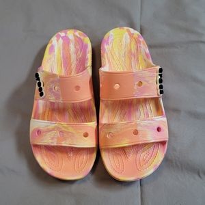 Tie dye croc slides